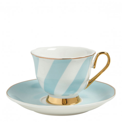Taza de café con plato Madame de Récamier – Azul pastel