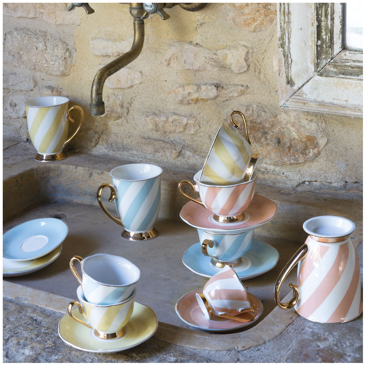 Taza de café con plato Madame de Récamier – Azul pastel - Imagen 3