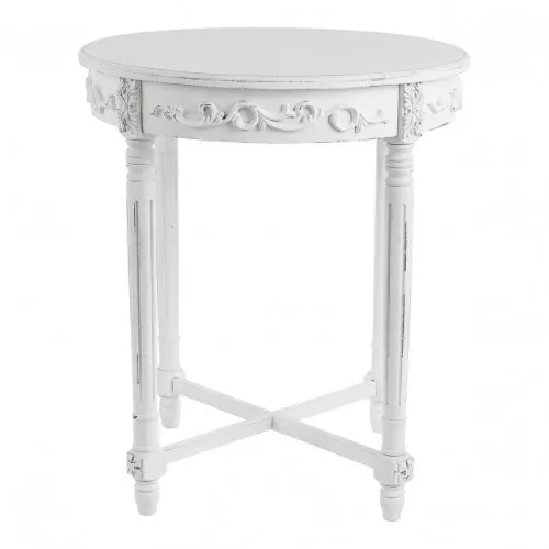 Mesa pedestal Rosalie – Blanco envejecido