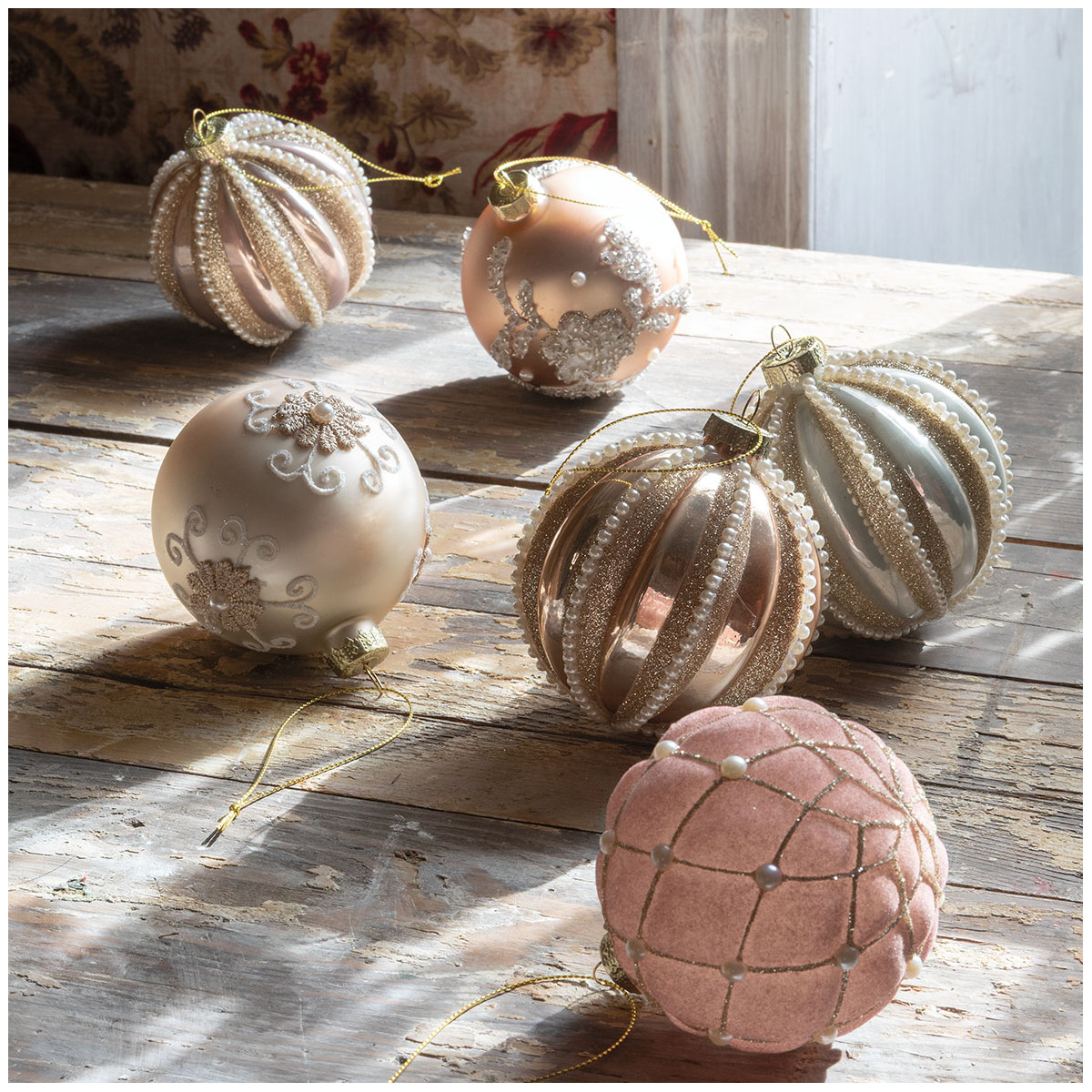 Juego de 3 adornos navideños de cristal de lujo