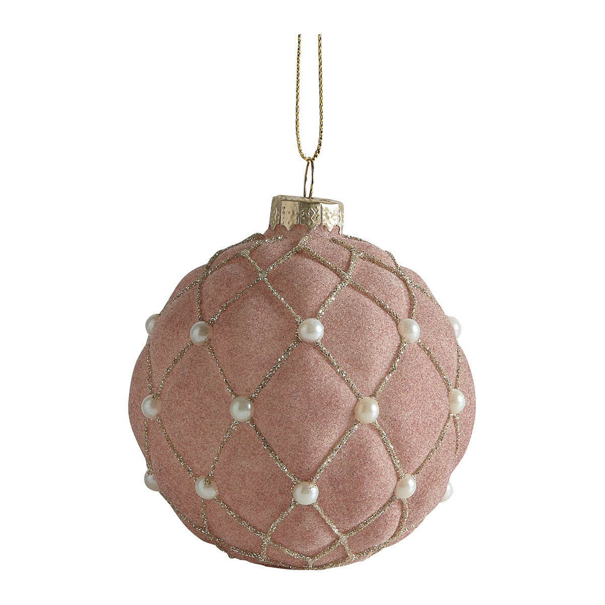 Juego de 3 bolas navideñas de cristal con perlas - Imagen 2