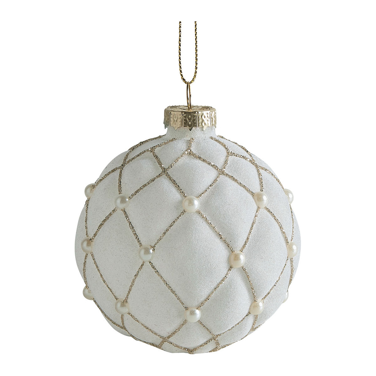 Juego de 3 bolas navideñas de cristal con perlas - Imagen 4
