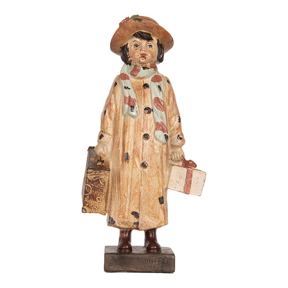 Figura decorativa niña viajera vintage