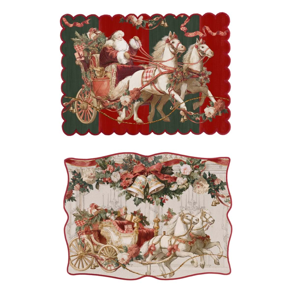 Mantel individual navideño de vinilo con carruaje
